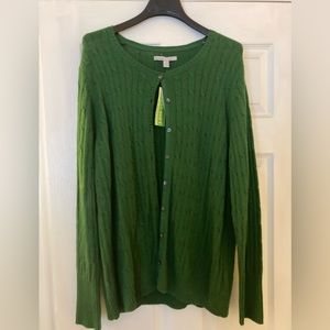 Green cable sweater